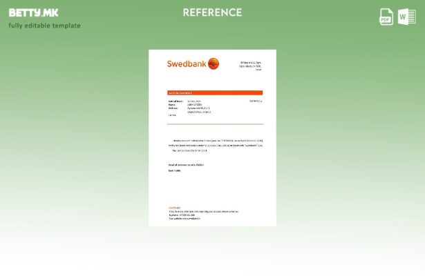 Референтен шаблон за затворање во модерен стил Латвија Swedbank